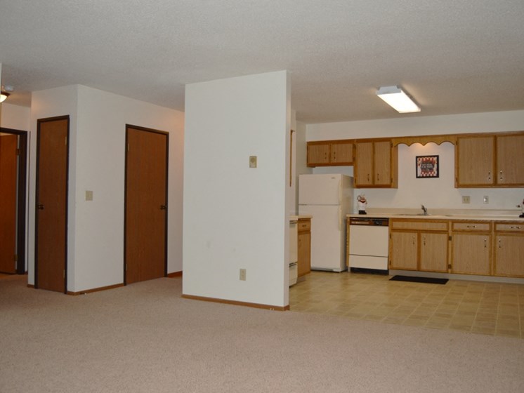West Oak Apartments | 2 Bedroom | Kitchen | Living Room